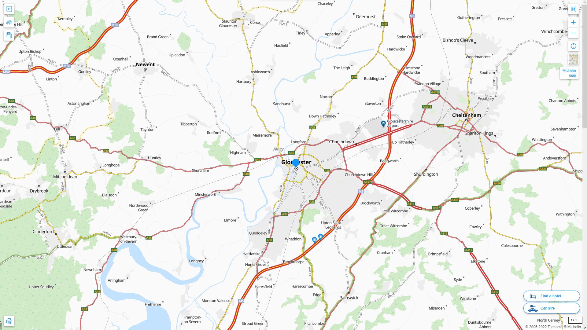 Gloucester Royaume Uni Autoroute et carte routiere